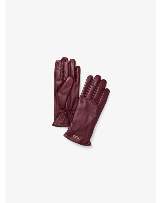 MICHAEL Michael Kors Red Mk Leather Gloves
