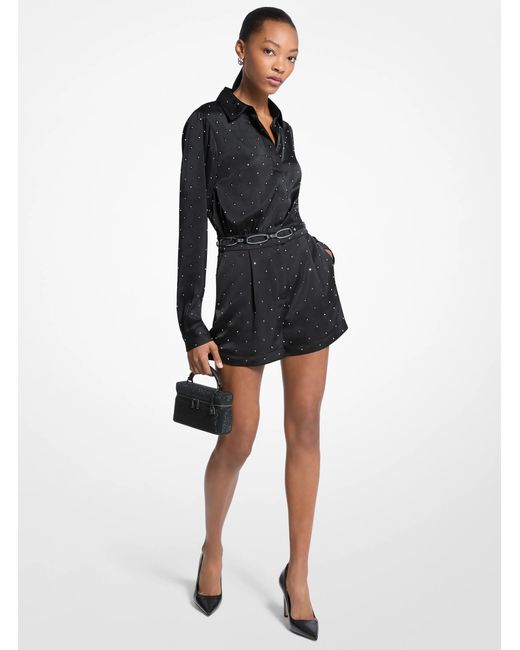 MICHAEL Michael Kors Black Studded Satin Romper