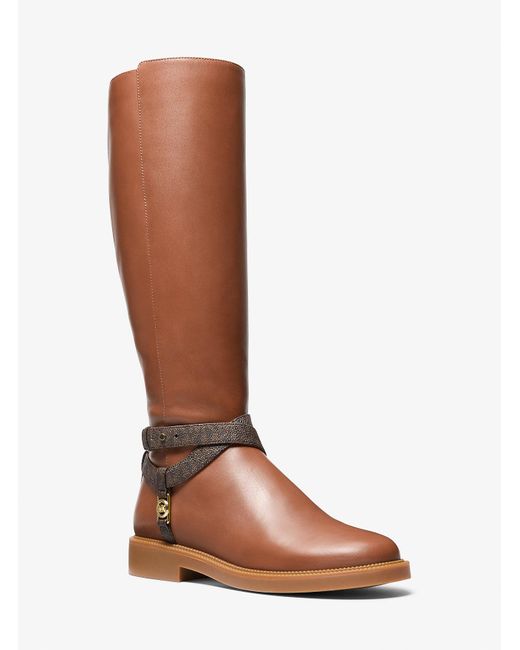 MICHAEL Michael Kors Brown Mk Abigail Leather Riding Boot