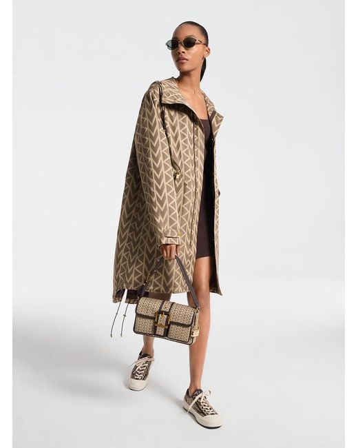 Parka Oversize Con Logo Mk2000 Jacquard di Michael Kors in White
