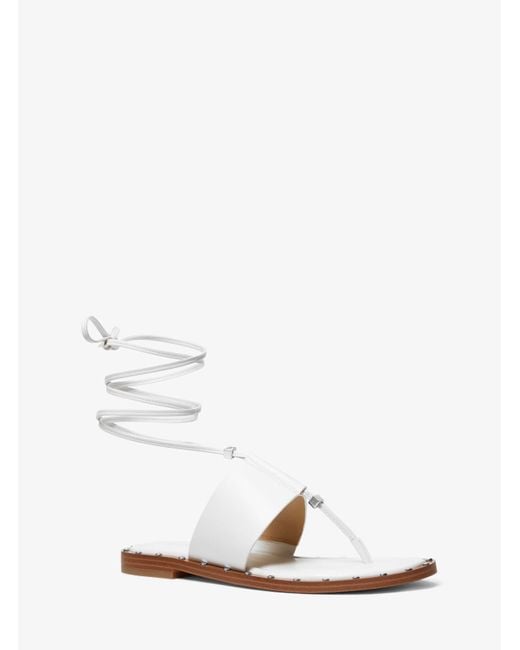 Michael Kors White Jagger Leather Lace-up Sandal