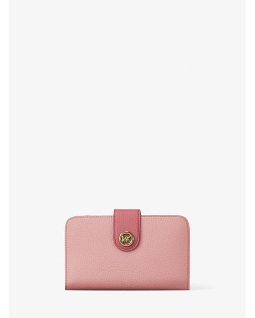 MICHAEL Michael Kors Pink Mk Pop Charm Medium Color-Block Pebbled Leather Logo Wallet