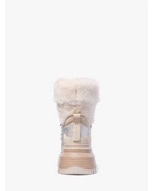 Michael Kors White Shiloh Embellished Mixed-Media Boot
