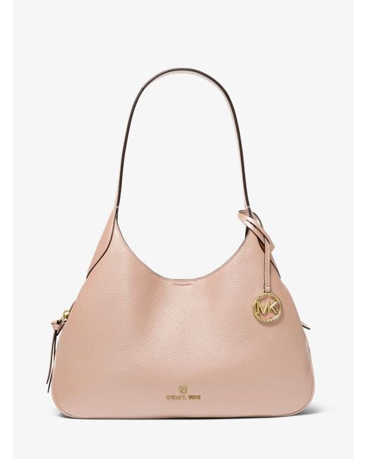 Michael Kors Kelsey Large Pebbled Leather Shoulder Bag in Soft Pink