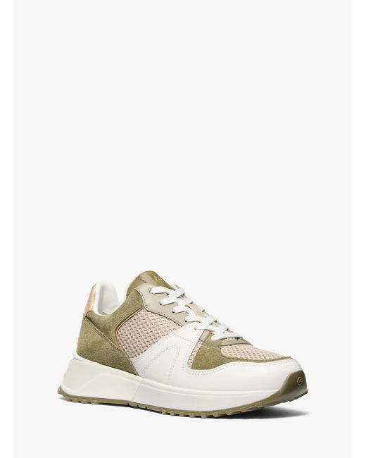 MICHAEL Michael Kors White Mk Jaime Mixed-Media Trainer