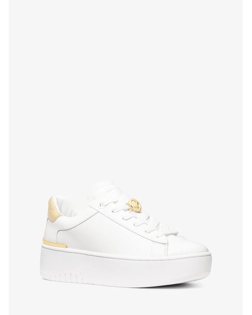 MICHAEL Michael Kors White Mk Dottie Leather Platform Trainers