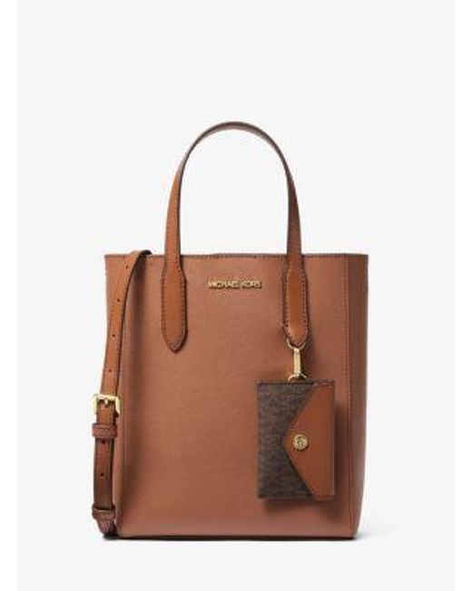 Michael Kors Brown Vincent Small Saffiano Leather Convertible Tote Bag With Card Case