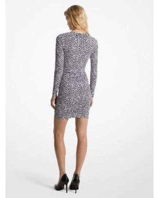 MICHAEL Michael Kors Gray Cheetah Print Stretch Matte Jersey Dress