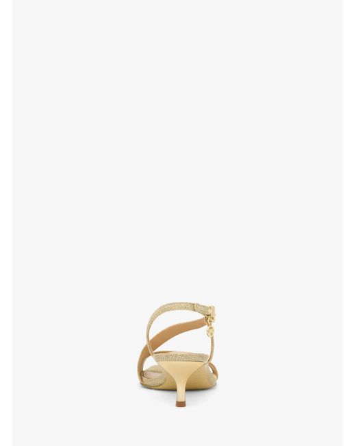 MICHAEL Michael Kors Natural Mk Jaida Glitter Chain Mesh Kitten Heel Sandal