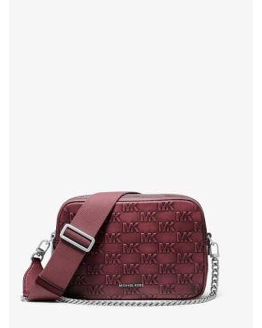 Michael Kors Purple Bryant Medium Burnished Leather Camera Crossbody Bag