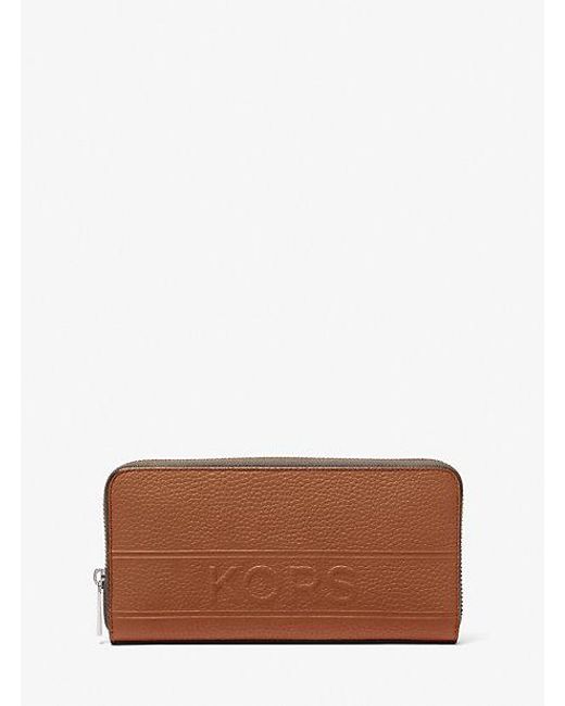 Michael Kors Brown Hudson Pebbled Leather Zip-around Wallet for men