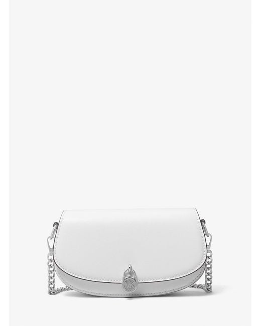 Michael Kors Outlet White Mk Mila Small Leather Convertible Crossbody Bag