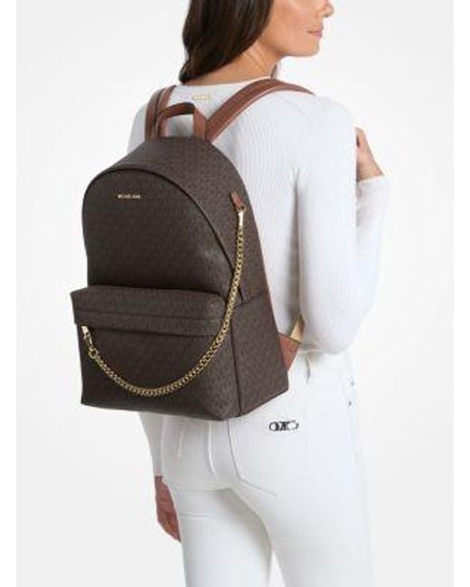 Michael Kors Brown Slater Large Signature Logo Backpack