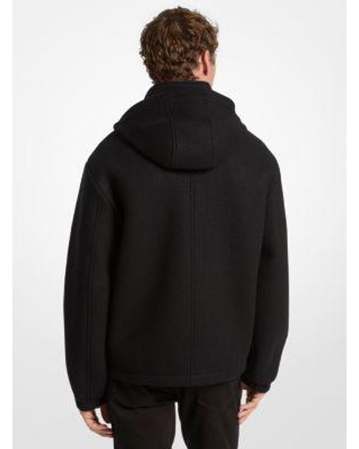 Michael Kors Black Mk Wool Blend Hooded Jacket for men