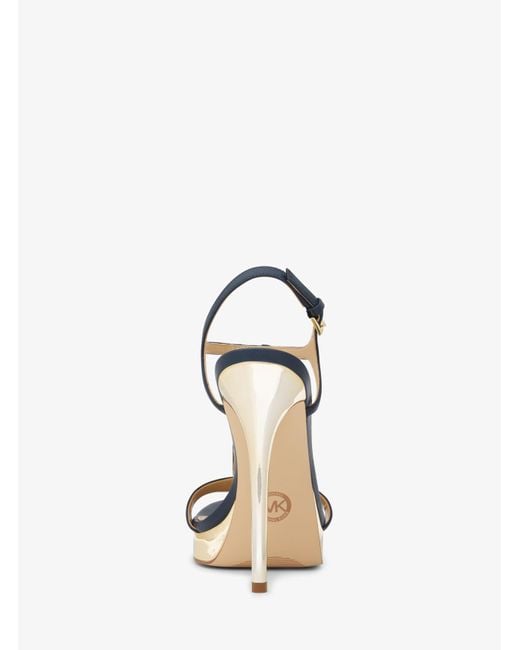 MICHAEL Michael Kors White Mk Berkley Leather And Metallic Stiletto Sandal