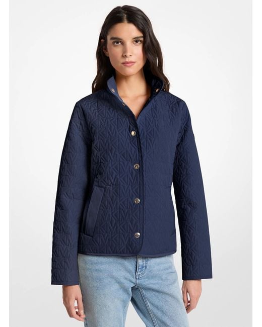 Michael Kors Blue Quilted Logo Jacket