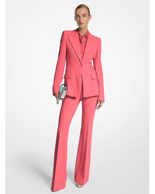 Michael Kors Red Mk Georgina Stretch Pebble Crepe Blazer