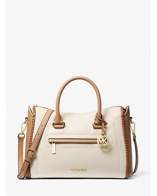 Michael Kors Natural Carine Large Two-tone Leather Satchel