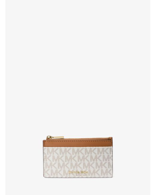 MICHAEL Michael Kors White Mk Jet Set Small Signature Logo Card Case