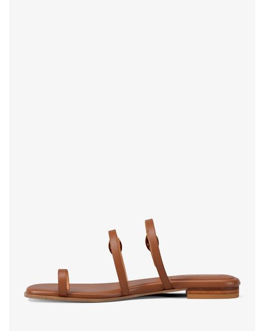 Michael Kors Brown Kya Leather Flat Sandal
