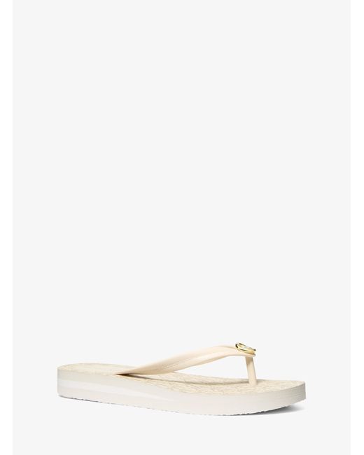 MICHAEL Michael Kors Natural Mk Posie Signature Logo Flip Flop