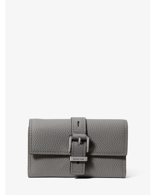 Mk Portefeuille Nolita De Taille Moyenne En Cuir Grainé À Trois Volets MICHAEL Michael Kors en coloris Gray