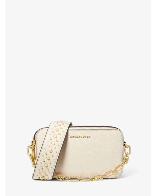 MICHAEL Michael Kors Jet Set Small Pebbled Leather Double zip Camera Bag in Natural Lyst UK