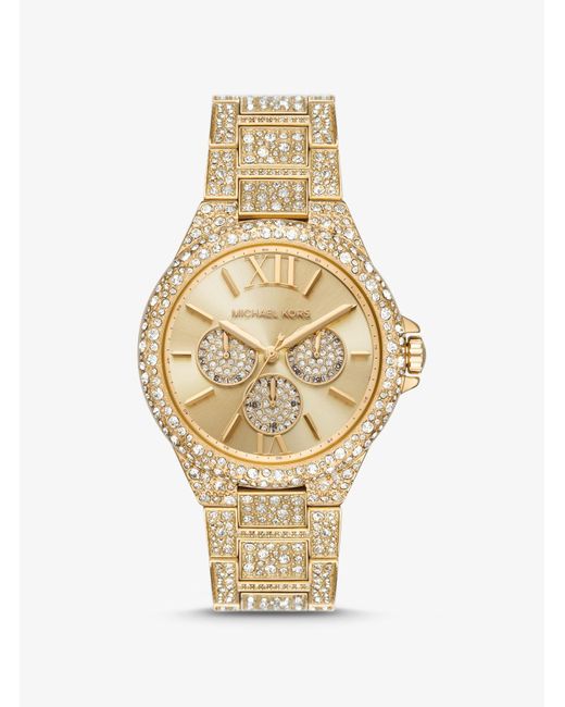 Reloj Camille oversize en tono dorado con incrustaciones Michael Kors de color Metallic
