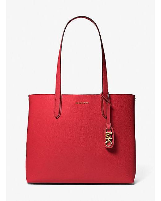 Michael Kors Red Eliza Extra-large Pebbled Leather Reversible Tote Bag