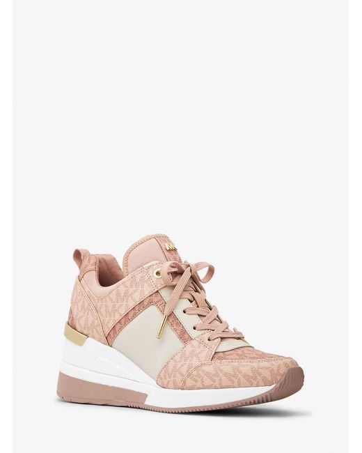 MICHAEL Michael Kors Pink Georgie Color-block Mesh And Logo Trainer