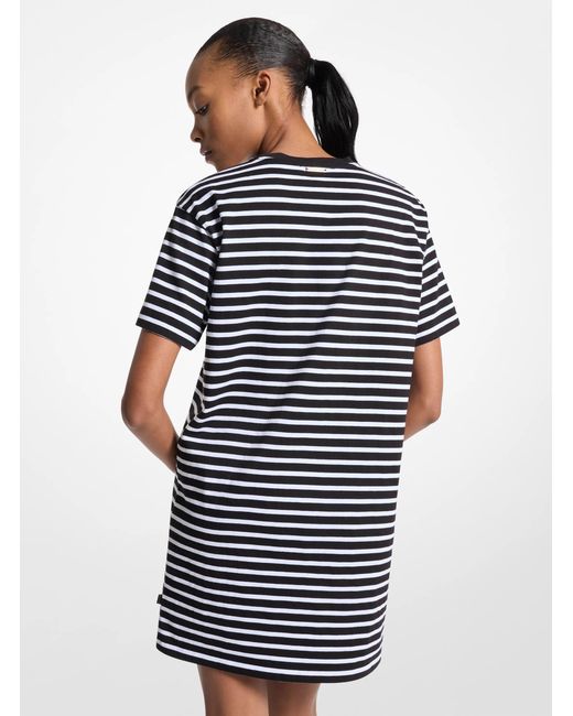 MICHAEL Michael Kors Blue Mk Striped Cotton T-Shirt Dress