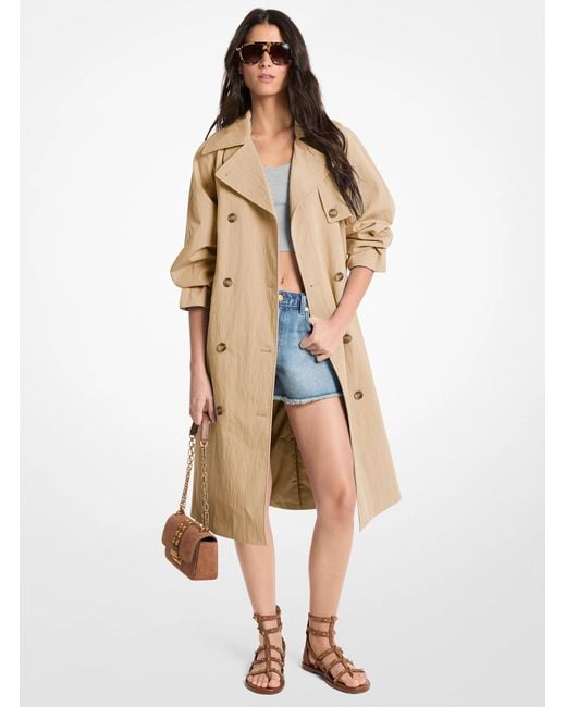 MICHAEL Michael Kors Natural Oversized Washed Cotton And Nylon Trench Coat