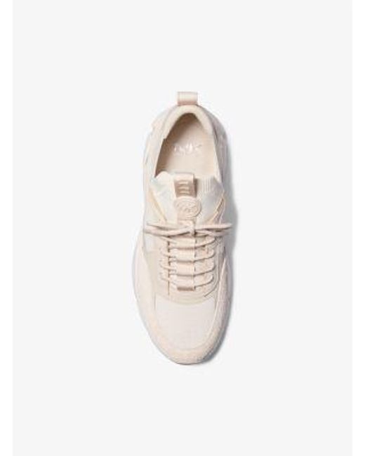 Michael Kors Darius Suede And Stretch Knit Trainer in White