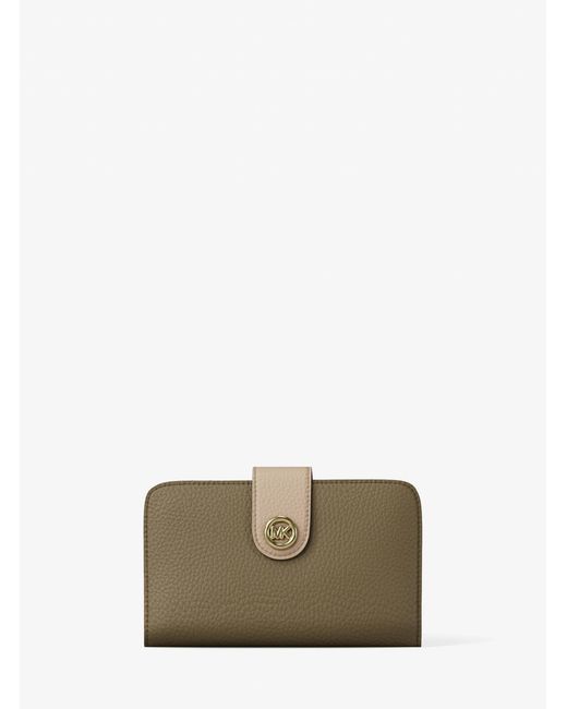 MICHAEL Michael Kors Natural Mk Pop Charm Medium Color-Block Pebbled Leather Logo Wallet
