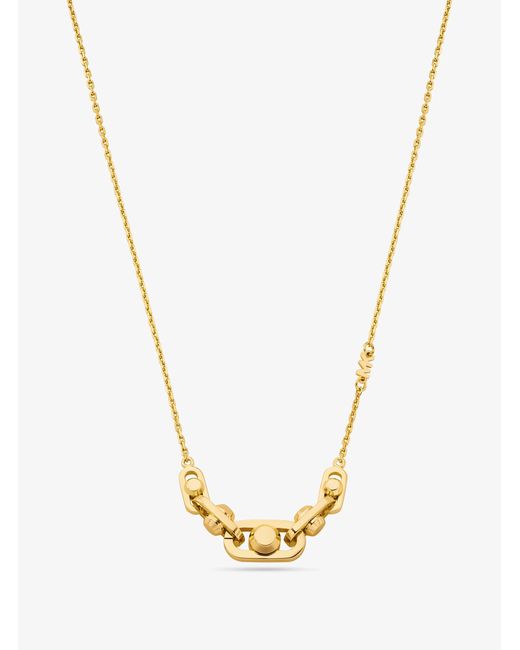 Michael Kors Metallic Mk Astor Precious Metal-Plated Sterling Link Necklace