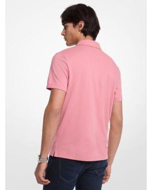 Michael Kors Pink Mk Cotton Blend Piqué Zip-Up Polo Shirt for men
