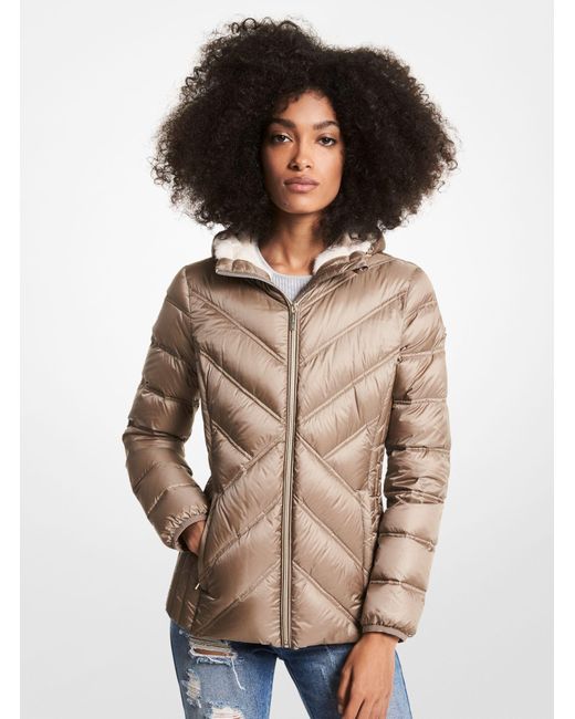 michael kors beige puffer coat