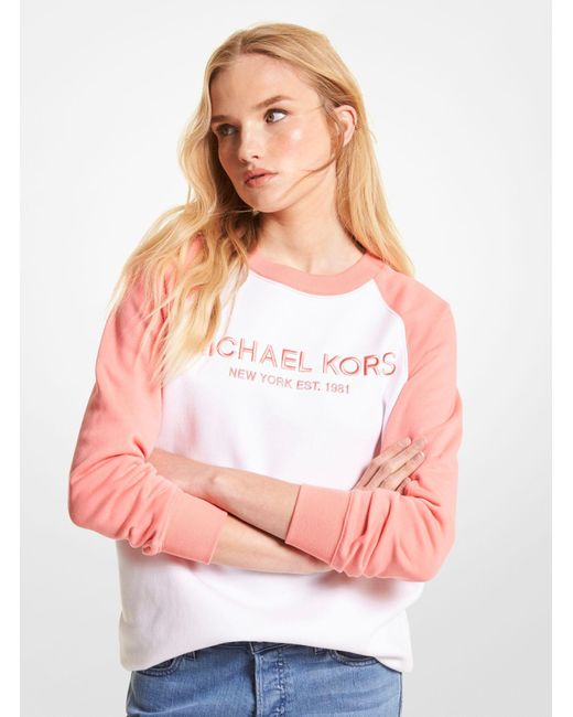 Michael Kors Logo Color-block Cotton Blend Sweatshirt | Lyst