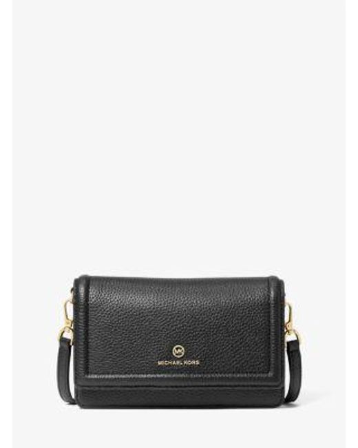 Michael Kors Black Jet Set Small Pebbled Leather Smartphone Convertible Crossbody Bag