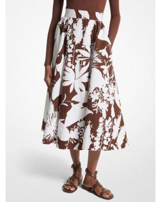 Michael Kors Multicolor Dance Floral Cotton & Silk Skirt