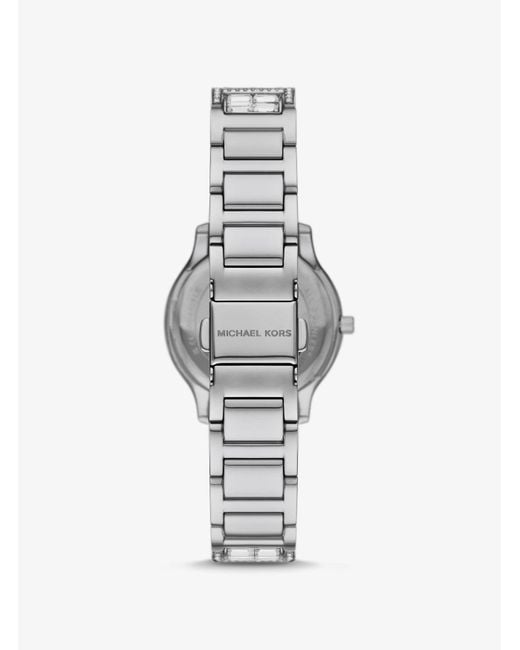 Michael Kors White Mini-Armbanduhr Sage Im Silberton Mit Pavé – Limitierte Auflage