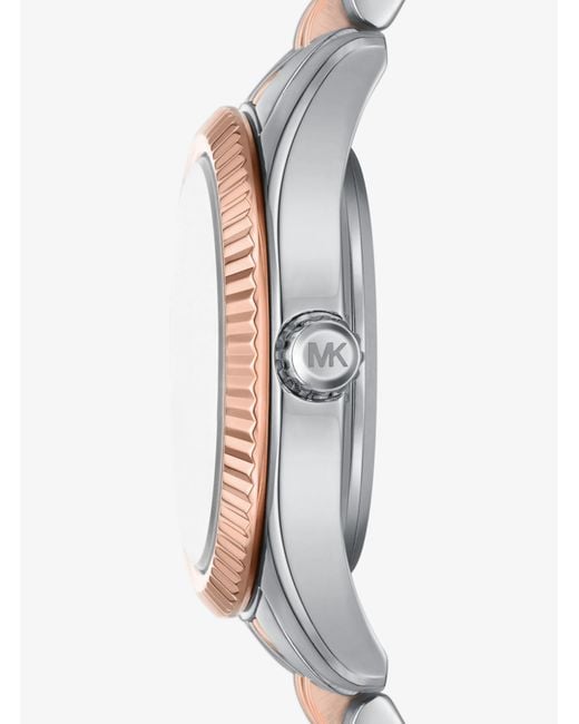 Michael Kors White Mk Lexington Pavé Two-Tone Watch And Slider Bracelet Gift Set