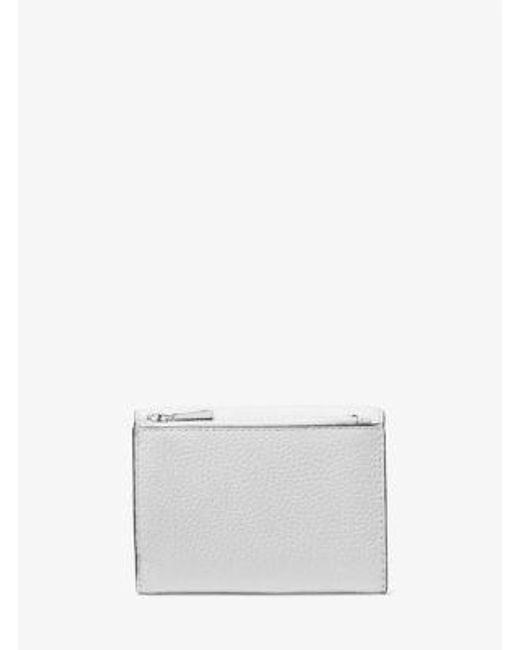 Michael Kors White Bryant Medium Pebbled Leather Wallet