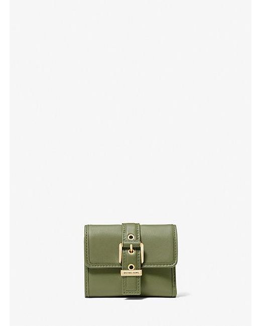 Michael Kors Green Colby Small Leather Tri-fold Wallet