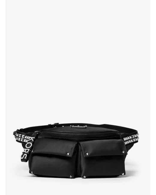 Michael Kors Black Olivia Large Studded Satin Belt Bag