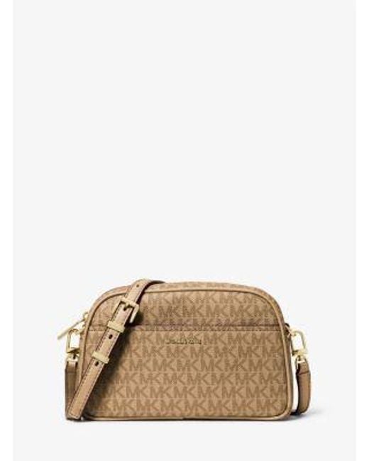 Michael Kors Natural Jet Set Small Signature Logo Camera Crossbody Bag