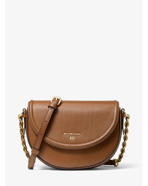 MICHAEL Michael Kors Brown Jet Set Medium Pebbled Leather Half Dome Crossbody