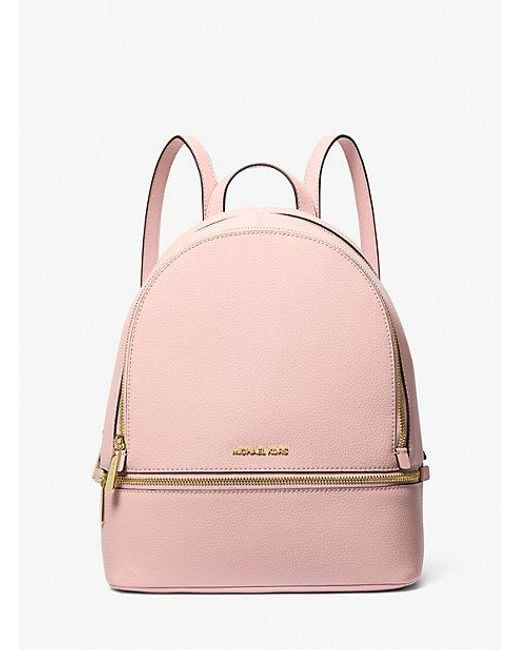 Michael Kors Pink Rhea Medium Pebbled Leather Backpack