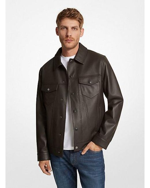 Michael Kors Black Forrestdale Leather Jacket for men
