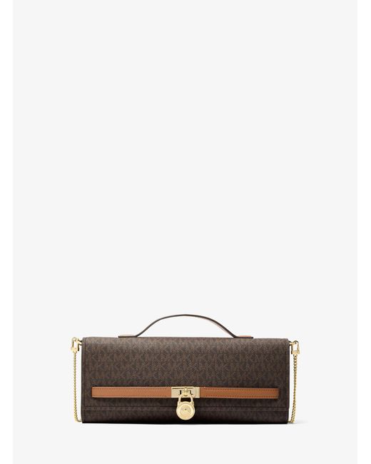 MICHAEL Michael Kors Brown Mk Hamilton Moderne Medium Signature Logo Clutch
